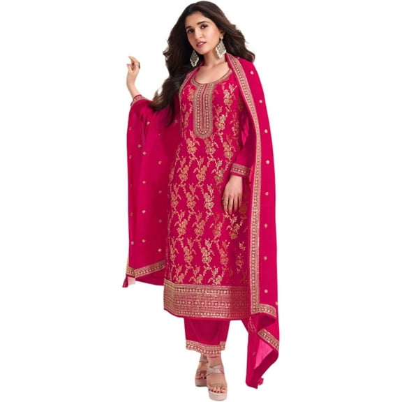 Wedding Wear Stylish Indian Pakistani Designer Stitched Salwar Kameez Pant Suits ( Pink, XXS - 34 )