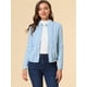 thumbnail image 2 of Chaqueta corta de motociclista Allegra K Piel sintética asimétrica con cremallera frontal para mujer Cielo azul M, 2 of 6