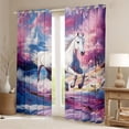 thumbnail image 2 of Erosebridal White Horse Blackout Curtains Set of 2 (52x84 Each) for Girls, Japanese Cherry Blossoms Window Curtains, 2 of 6