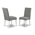 thumbnail image 2 of East West Furniture DMDR3-LWH-07 3 Piece Wood Dining Table Set Includes 1 Drop Leaves Dining Room Table and 2 Grey Linen Fabric Padded Chair with High Back - Linen White Finish, 2 of 3