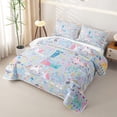 thumbnail image 3 of meiyoeat Cute Unicorn L Initial Twin Quilt Set for Boys Girls, Cartoon Monogram Twin Coverlet Set, Blue Multicolor, 2pcs, 3 of 7