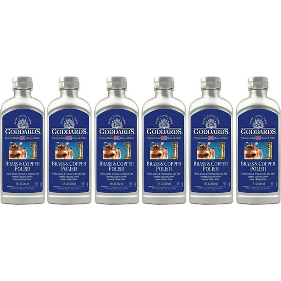 Goddards Copper & Brass Polish, Copper Cleaner & Brass Cleaner for Long-Lasting Shine, Metal Polish for Pewter, Chrome & More, Metal Polishing Compound 7oz Six Pack