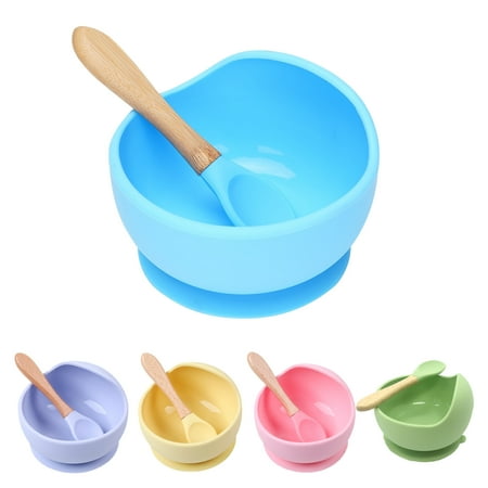 

SPRING PARK Baby Silicone Suction Cup Bowl Spoon Set Non-Slip Learning Feeding Dinnerware