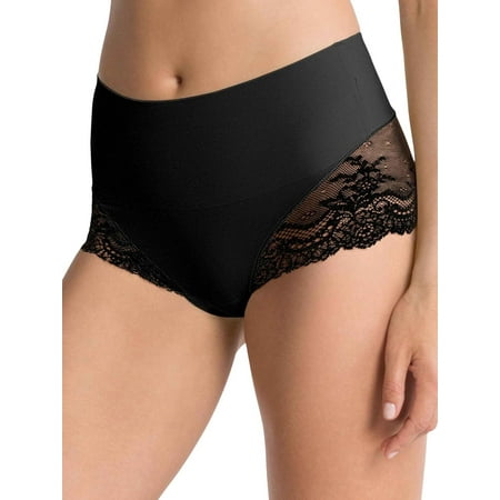 Undie-Tectable Lace Hi-Hipster Panty - For Core Control - Comfortable Lace Shapewear Underwear - No Visible Panty Lines - Women s No Show Underwear - Very Black - Large