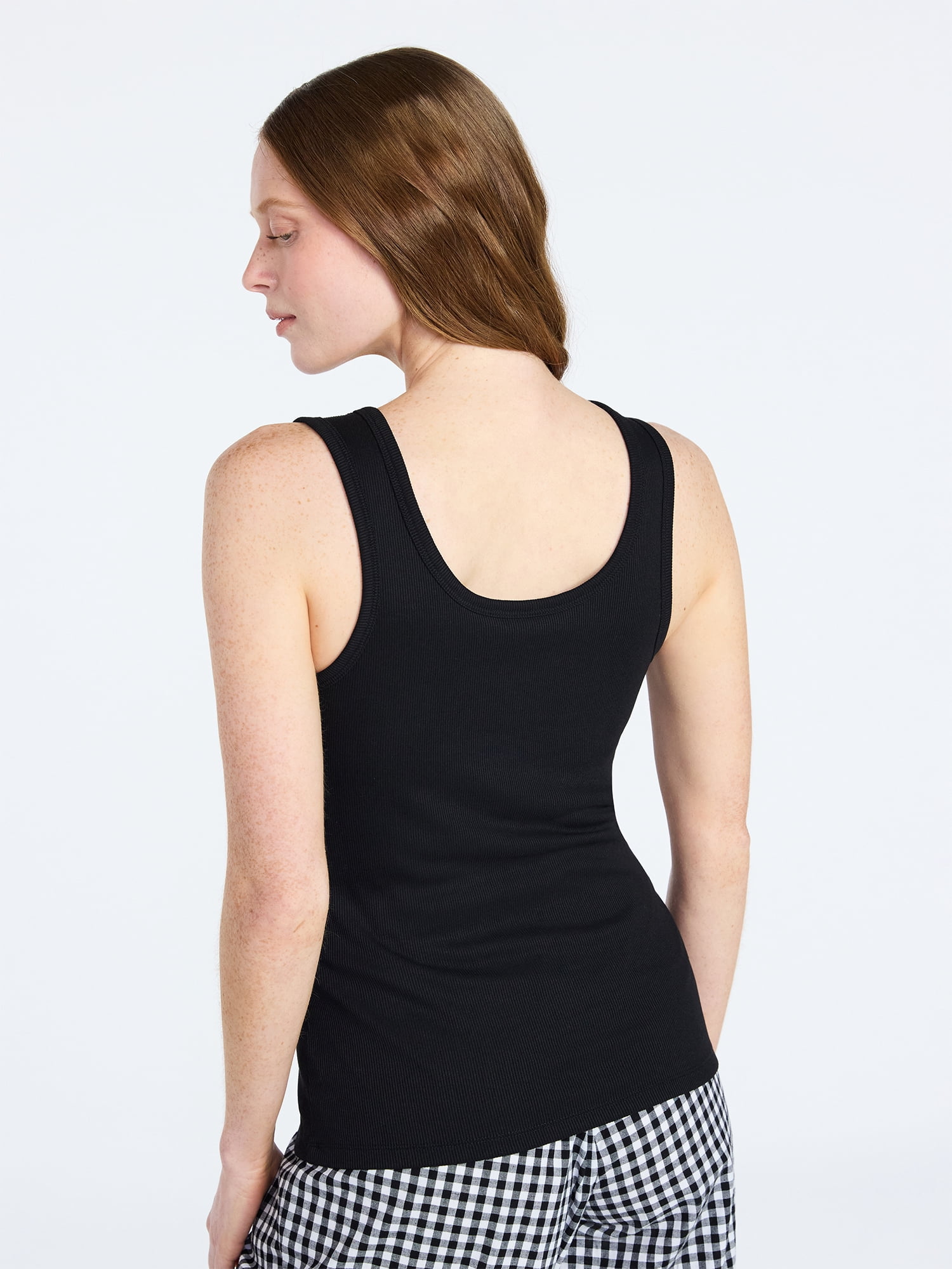 Joyspun Women's Ribbed Tank with Inner Bra, Sizes XS-3X