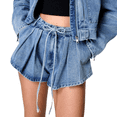 thumbnail image 5 of LYMAYTER Women Denim Casual Long Sleeve Short Jacket High Waisted Shorts Set Summer Fashions S-2XL, 5 of 8