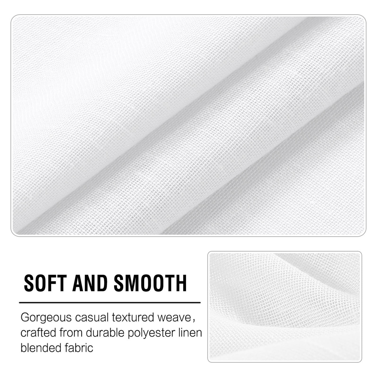white Linen Textured Curtains 62 Inch Long 2 Panels for Living Room Grommet Top Light Filtering Window Drapes for Bedroom Heathered Gray