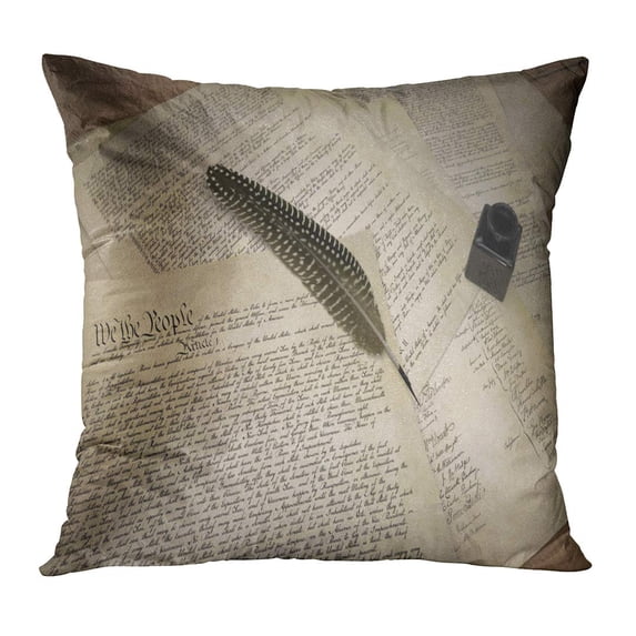 ECCOT Declaration U Constitution and Feather Pen 3D Independence Benjamin Franklin Document Jefferson Pillow Case Pillow Cover 16x16 inch