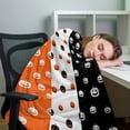thumbnail image 3 of Halloween Throw Blankets, Haunted Pumpkins Pattern Soft Fleece Blanket Decorative for Home Sofa Couch Chair Living Bedroom, 50x60 inches, Orange Black White, 3 of 9