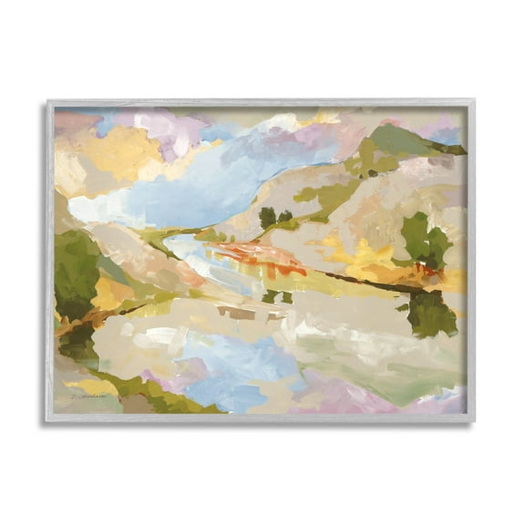 Stupell Industries Abstract Mountain Reflection Painting Painting Gray Framed Art Print Wall Art, Design by Trevor Copenhaver