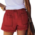 thumbnail image 2 of Qarigey Pantalones cortos de mezclilla elásticos para mujer, pantalones cortos de mezclilla para adolescentes, vacaciones en la playa, Prendas para la parte inferior del cuerpo Rojo METRO, 2 of 6
