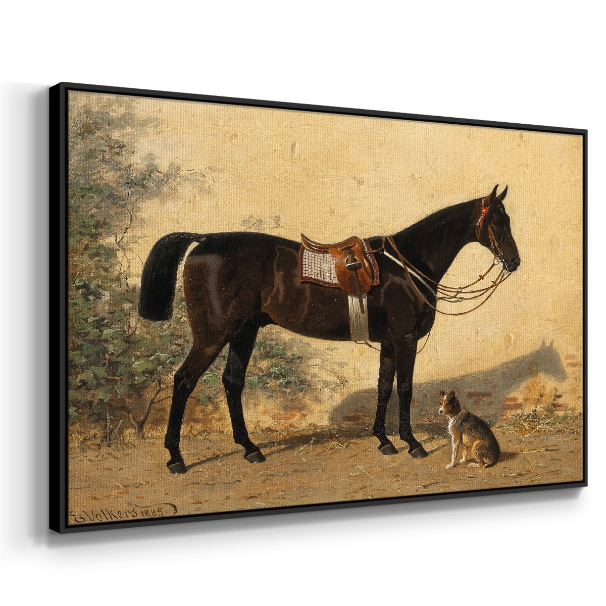 Vintage Animal Print-XLVI By Wexford Home Framed in Black Wood Gallery Wrapped Canvas 17 in. x 25 in.