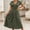 Army Green, variant on Women's Spring Casual Ruffle Short Sleeve Wrap V-Neck A-Line Loose Fit Swing Party Work Midi Dress Red XL(XL)