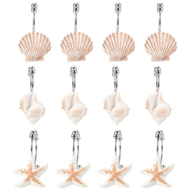 Naiovety Juego de ganchos colgantes con forma de concha de estrella de mar, juego de ganchos colgantes de acero inoxidable, juego de ganchos dobles para Juegos de accesorios de baño Numero 3 Naiovety HA025013-03