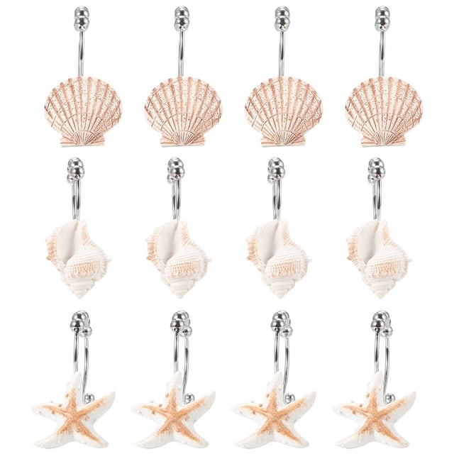 Naiovety Juego de ganchos colgantes con forma de concha de estrella de mar, juego de ganchos colgantes de acero inoxidable, juego de ganchos dobles para Juegos de accesorios de baño Numero 3 Naiovety HA025013-03