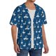 thumbnail image 2 of Balery Cartoon Geese With Xmas Camisa Casual de Manga Corta con Botones para Hombre, Texturizada, Estilo Cubano, para Playa, Verano-Small, 2 of 5