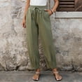 thumbnail image 2 of Manxivoo Women's cotton linen high-waisted wide-leg barrel pants (loose fit) for summer, with pockets, suitable for casual and home wear, 2 of 9