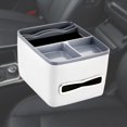 thumbnail image 6 of Car Armrest Storage Box Cup Holder ,Garbage Cans ,Phone Holder ,Tissue Storage, Organizer for Card Key Paper Towels Small Items gray white, 6 of 8