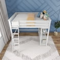 thumbnail image 4 of Max & Lily Solid Wood Full Size High Loft Bed with Bookcase for Kids, White, 4 of 11