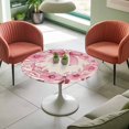 thumbnail image 4 of Pink Bow Wreath Elastic Fitted Round Table Cover Flower Leaf Waterproof Outdoor Tablecloth for Holiday Party, Picnic, Patio & Dining Fits Tables Up to 45"-54", 4 of 8