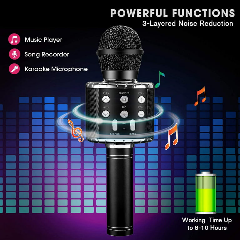 Karaoke Microphone for Kids, 4 in 1 Handheld Wireless Bluetooth