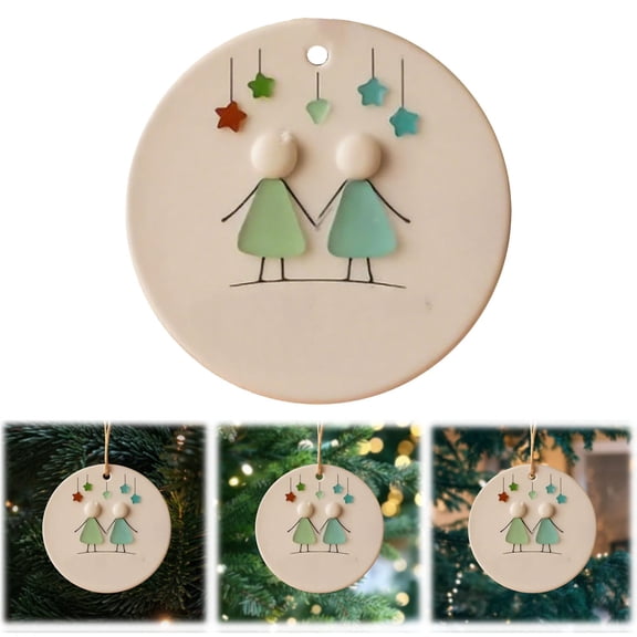 2D Flat Acrylic Pendant, Two Little Girls Holding Hands Friendship Keepsake, Birthday & Christmas Gift, Heartwarming Ornament