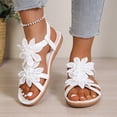 thumbnail image 4 of Women's Floral Sandals Open Toe Casual Summer Flats with Ankle Strap Low Heel Rubber Sole Dressy Beach Shoes, 4 of 5