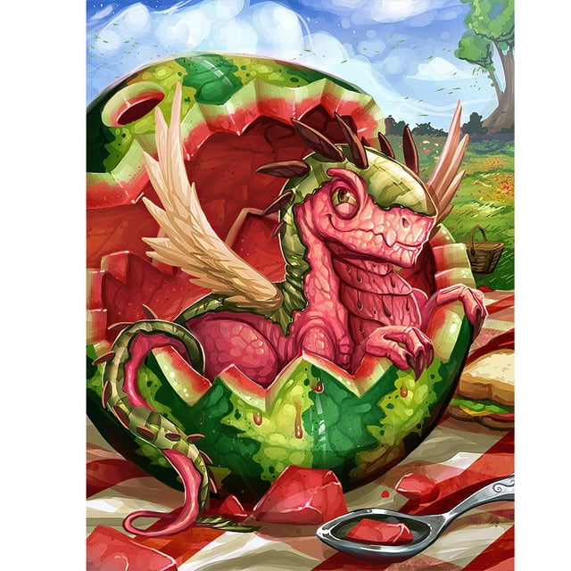 Wdftyju Kit de póster de dinosaurio de fruta 5D con pintura de diamante de taladro redondo completo (NH1161) Wdftyju 6fj3ar6qs2rg7yy5D01