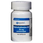 Reliable 1 Diphenhydramine HCI 25mg Antihistamine 100 Each - (Pack of 2)