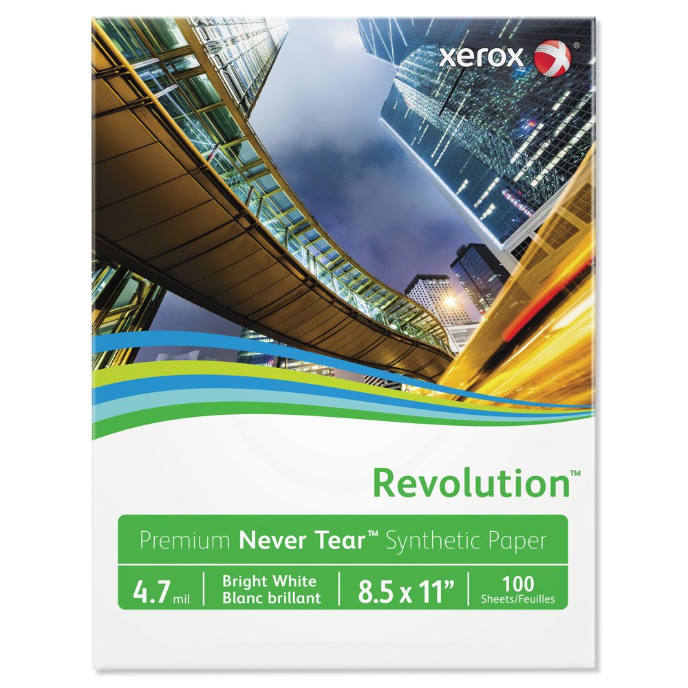 Xerox Revolution Premium Never Tear Paper, 8.5 x 11, 4.7 mil, 98 Bright, White, 100/PK Walmart
