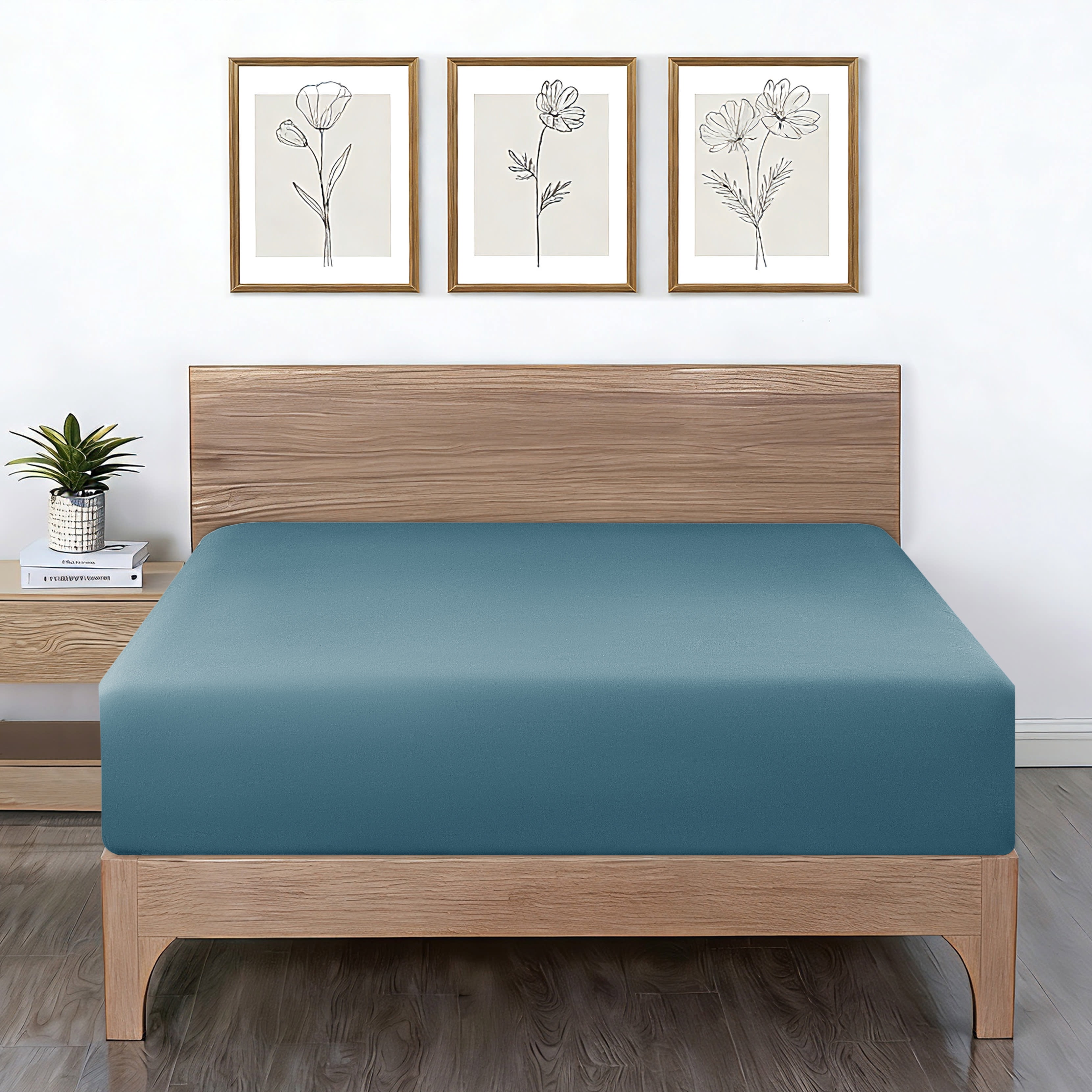 Mainstays Super Soft Microfiber 2-Pack Fitted Sheet, King, Cool Blue Water/ Olive Green, 2 Piece