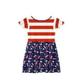 thumbnail image 3 of Abcomgle Summer Dress for Girls 7-8 Stars Striped Graphic 4th Of July Dresses Casual A-Line Fly Sleeve Skateres Cute Beach Independence Day Sundresses 7-8 Years,Wine, 3 of 5