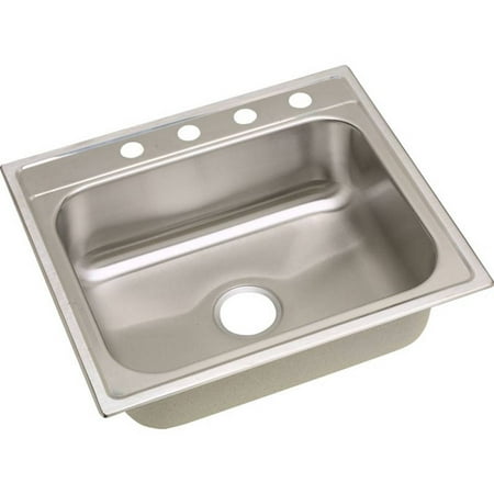 - Elkay DPC125224 Dayton Premium Stainless Steel Single Bowl Top Mount Sink with 4 Faucet Holes, Premium Highlighted Satin