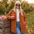 thumbnail image 5 of Corduroy Jacket for Women Oversized Long Sleeve Button Down Jacket Casual Work Travel Fall Winter Coat, M, 5 of 8