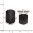 thumbnail image 2 of Stainless Steel Polished Solid Black Carbon Fiber Inlay Cufflinks (13.7 X 13.7) Made In China src409, 2 of 5