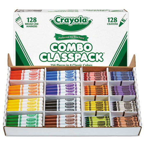 Crayola Crayons and Markers Combo Classpack, Eight Colors, 256-set