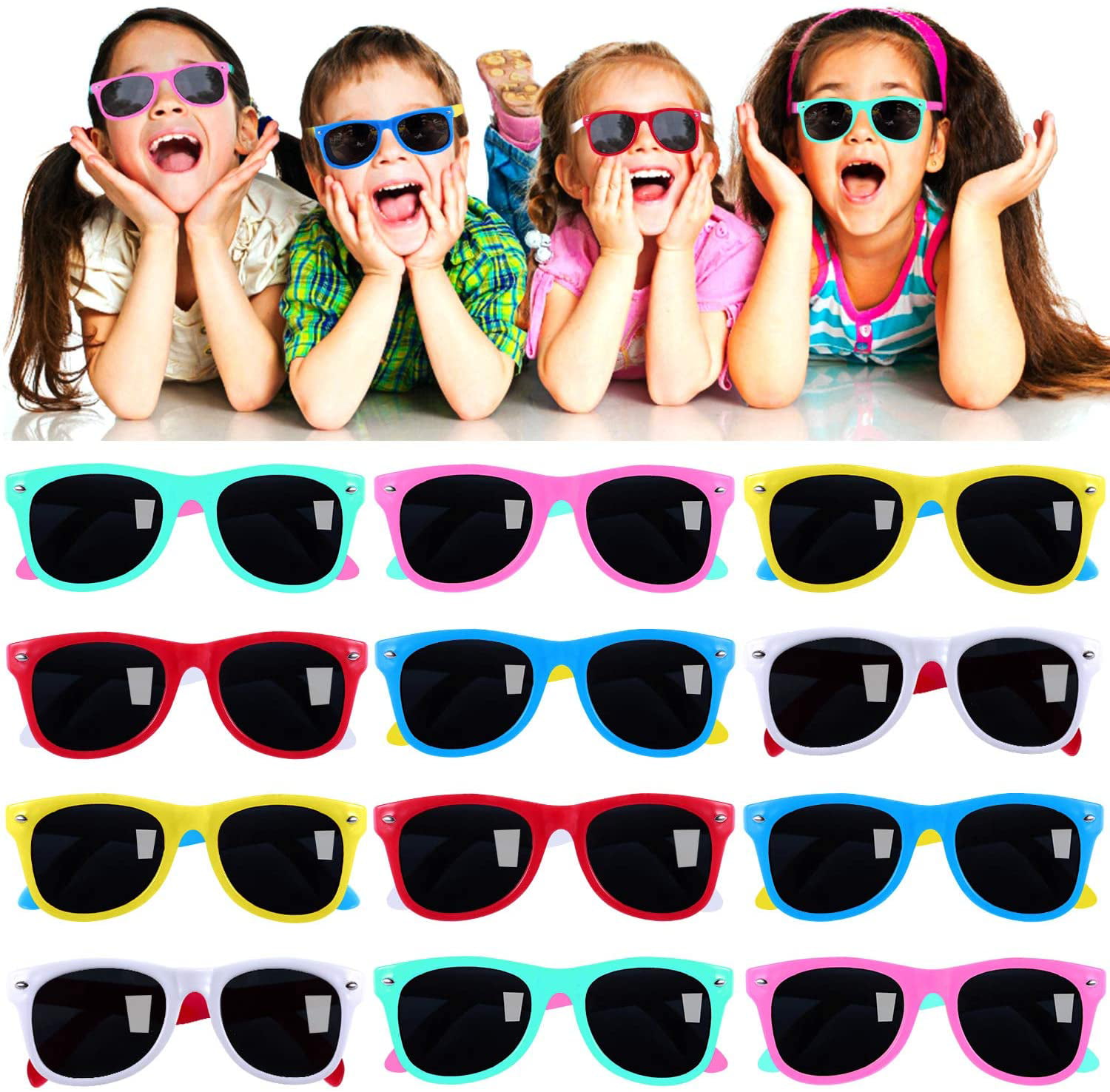 Super Cool Multi Color Neon Color Sunglasses 80’S pool luau party favors Kid New 