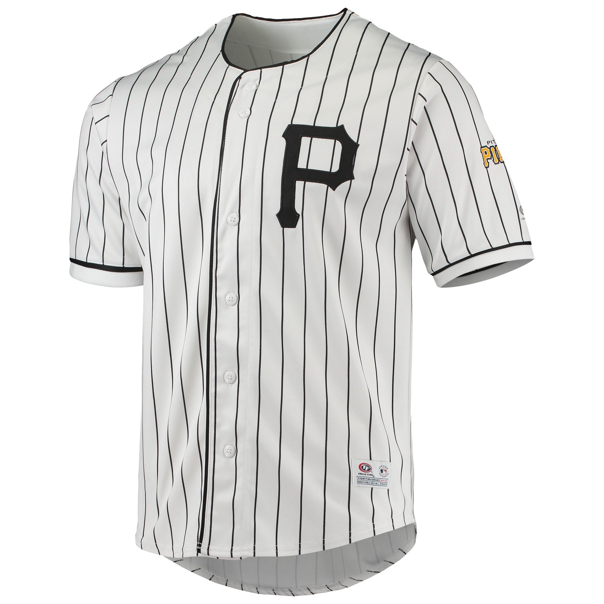 Men's True-Fan White/Black Pittsburgh Pirates Pinstripe Jersey 