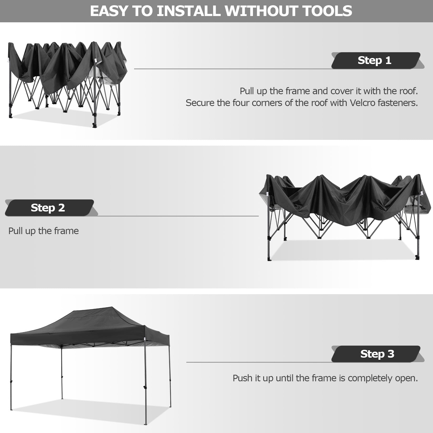 COBIZI 10x15FT Heavy Duty Pop Up Canopy Tent with 4 Sidewalls, Waterproof & Windproof, Easy Setup Outdoor Shelter for Weddings, Parties & BBQ, Includes Stakes, Sandbags, Ropes & Carry Bag, Black