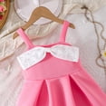 thumbnail image 6 of Ugoldhm Toddler Girls 2-Piece Set – Pearl Bow Spaghetti Strap Dress & Matching Hat, Cute Party Outfit, Sizes 2-8Y, 6 of 8