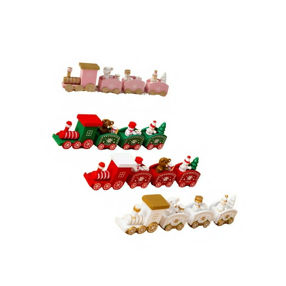 Wooden Christmas Train Set: 4-Piece Festive Decoration For Kids & Holiday