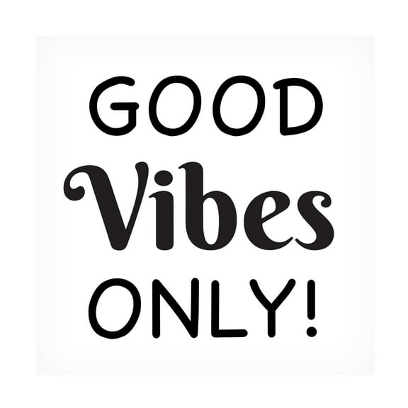 Canvas Wall Art - Jean Plout 'Good Vibes Typography A' Wall Art for Living Room, Bedroom, or Office Décor by Trademark Fine Art - 14 x 14 Inches