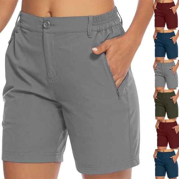 Running Shorts for Women Quick Dry Golf Active Shorts Womens Zip Pocket Hiking And Jogging Work Pants Green L