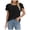 Black, variant on Womens Plus Size Flutter Sleeve Blouse Summer Crew Neck Pleated Tshirts Dressy Casual Loose Fit Tunic Tops