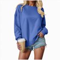 thumbnail image 7 of NOLDARES Womens Oversized Sweatshirts Fleece Sweaters Long Sleeve Crewneck Hoodies Fall Solid Color Drop Shoulder Pullovers,Blue,XXL, 7 of 7