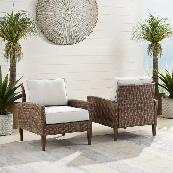 Outdoor Wicker Armchair Set - Patio Conversation Set - Modern Furniture - Durable & Stylish - 2 Piece Set
