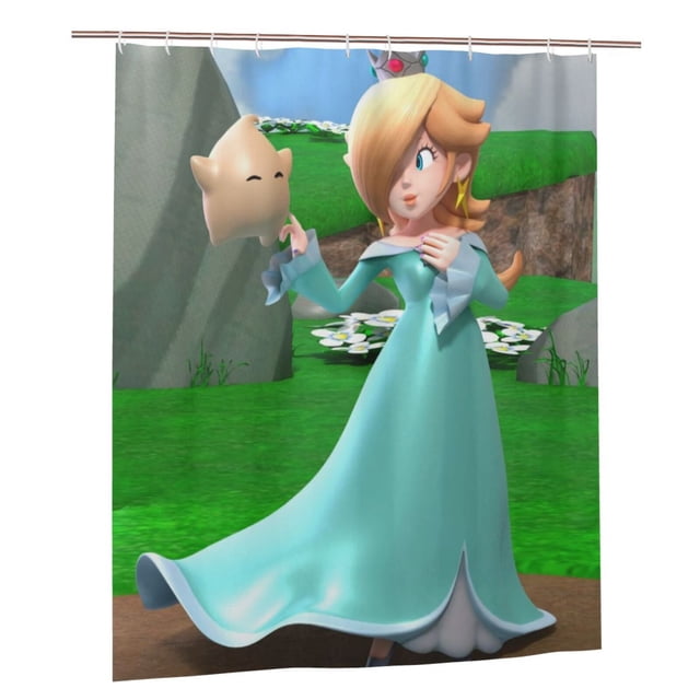 Cortina de ducha Rosalina, hermoso juego de cortinas de ducha con dibujos animados para niños, niñas, dormitorios universitarios, baño, accesorios de decoración de bañera a prueba de agua con 12