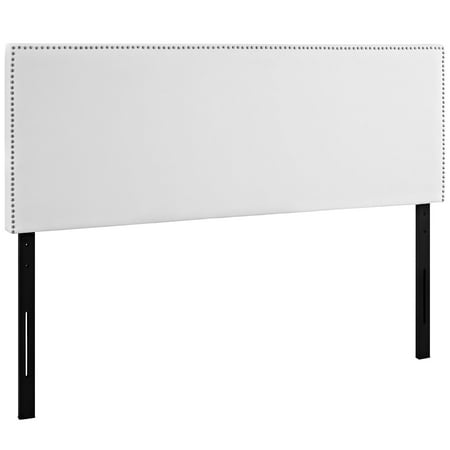 - Modern Contemporary Urban Design Bedroom Queen Size Headboard, White, Faux Leather Wood