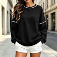 thumbnail image 3 of jehdhy Womens Patchwork Sweatshirts Fall Winter Crew Neck Long Sleeve Shirts Fashion Casual Loose Pullover Tops, 3 of 7