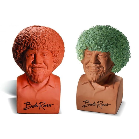 Chia Pet Bob Ross with Seed Pack, Decorative Pottery Planter, Easy to Do and Fun to Grow, Novelty Gift, Perfect for Any Occasion